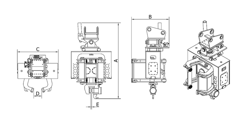 Side Grip Vibratory Hammer DPD-S DRAWING