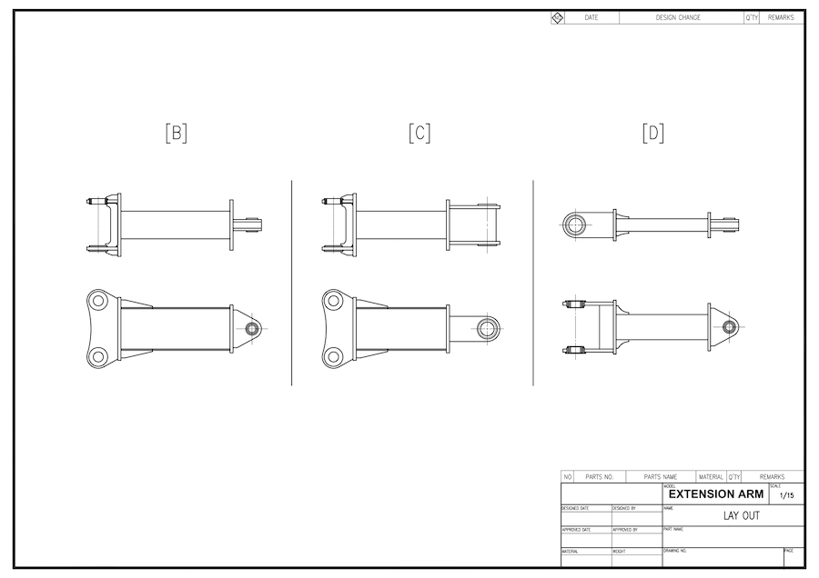 Extension Arm Types - B,C,D