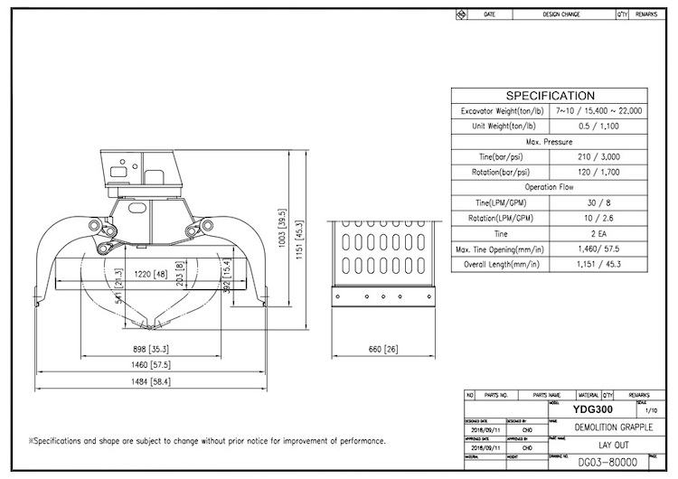 Grapple YDG300 Drawing
