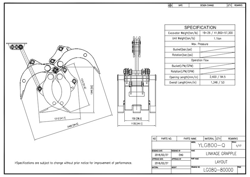 YLG800-Q Grapple Drawing