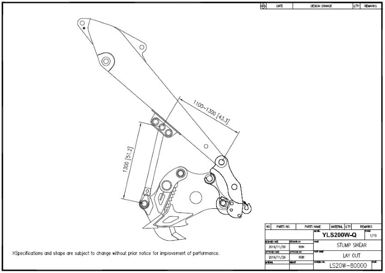 Wood Splitter YLS200W-Q Drawing - Bracket Placement