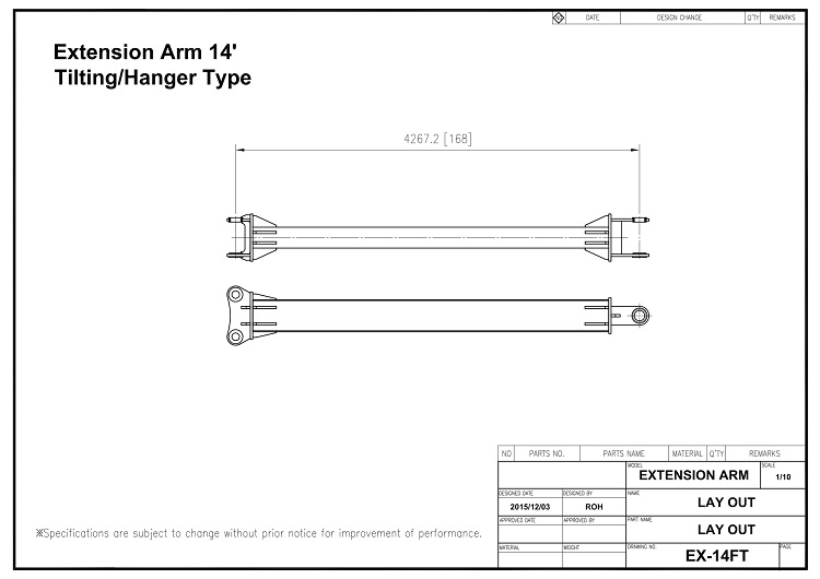 Extension Arm 14ft Drawing
