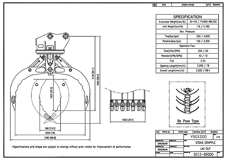 Stone Grapple YSG1200 Drawing
